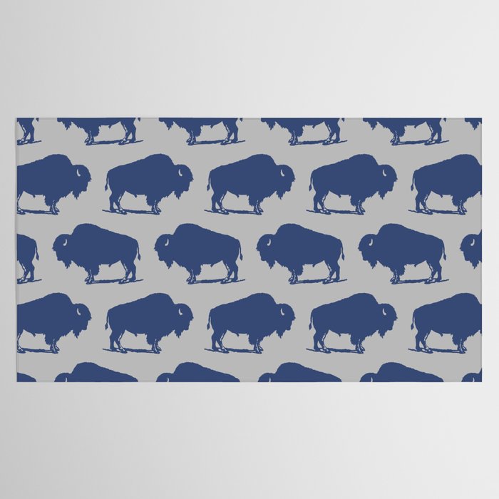 Buffalo Bison Pattern Blue and Gray Tablecloth Gallery Image 2