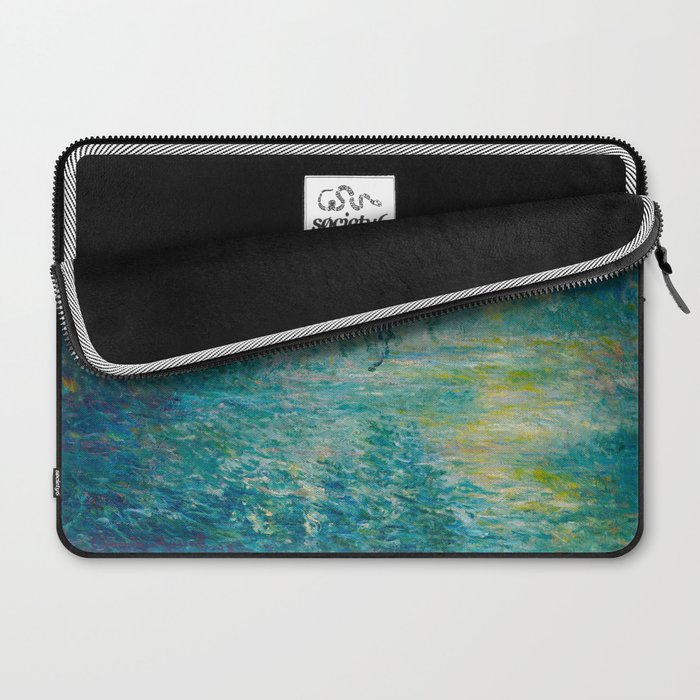 Claude Monet Impressionist Landscape Oil Painting Morning on the Seine Laptop Sleeve Gallery Image 2