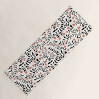 Block print berries black and white Yoga Mat Gallery Image 1