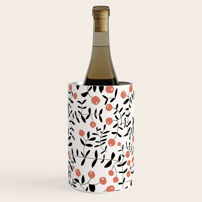 Block print berries black and white Wine Chiller Gallery Image 1