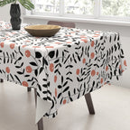 Block print berries black and white Tablecloth Gallery Image 3