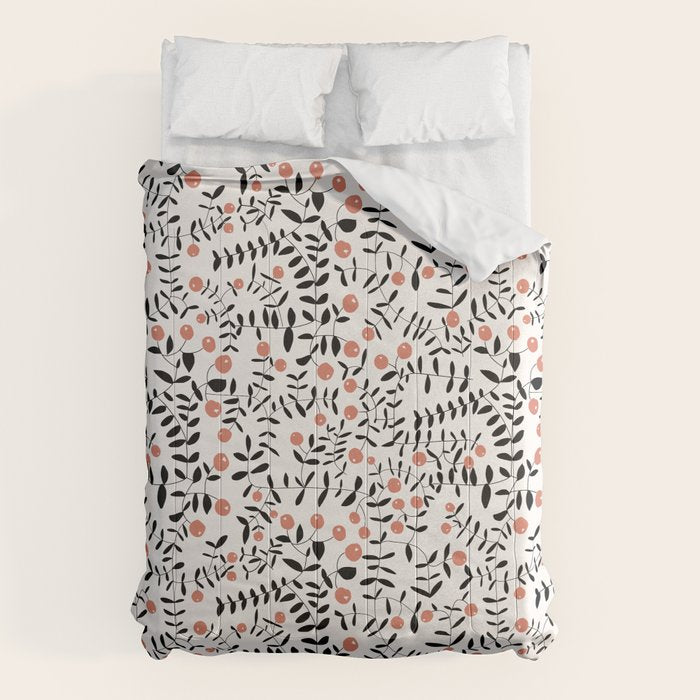 Block print berries black and white Comforter Gallery Image 6