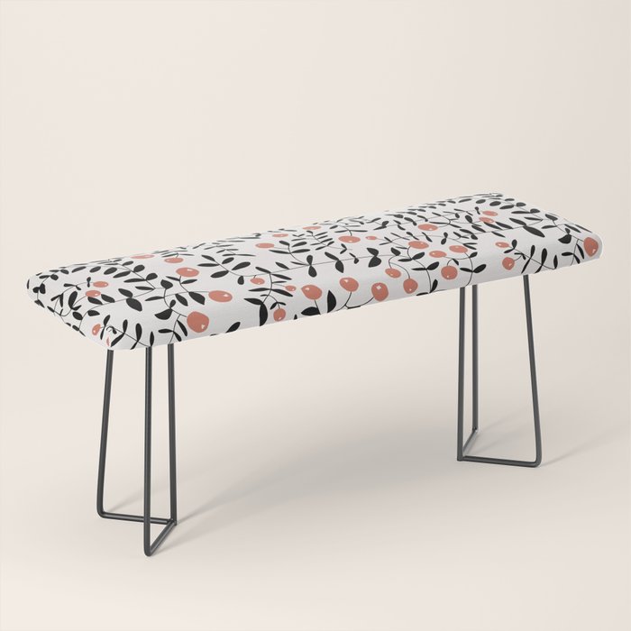 Block print berries black and white Bench Gallery Image 1