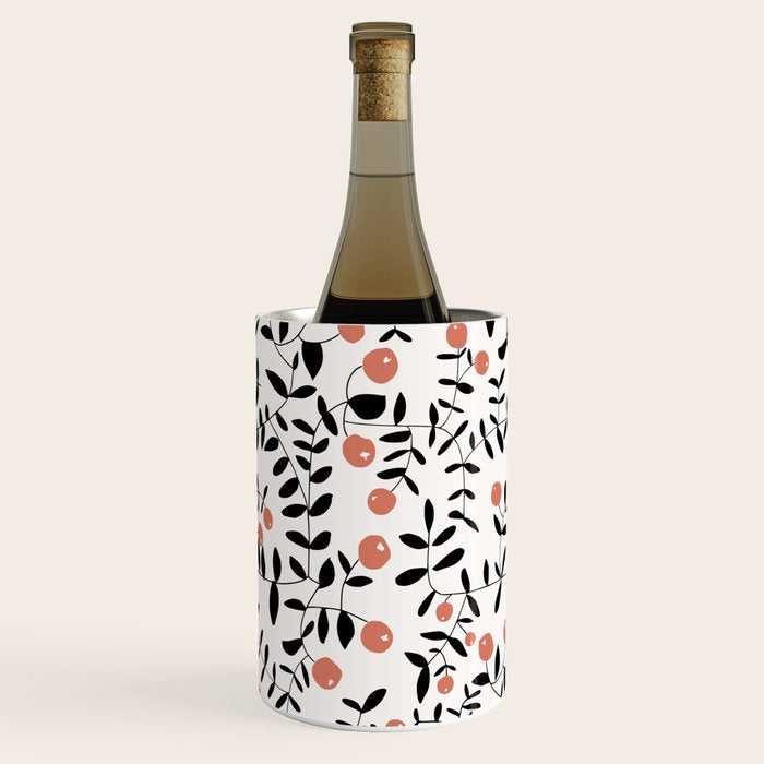 Block print berries black and white Wine Chiller Gallery Image 2