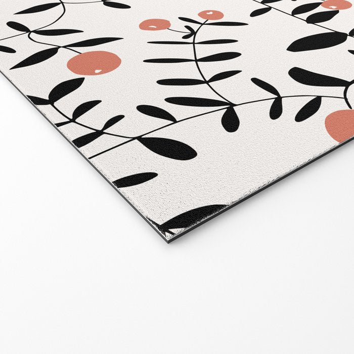 Block print berries black and white Welcome Mat Gallery Image 2