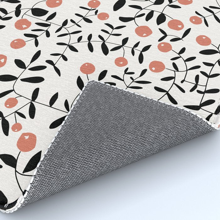 Block print berries black and white Rug Gallery Image 4