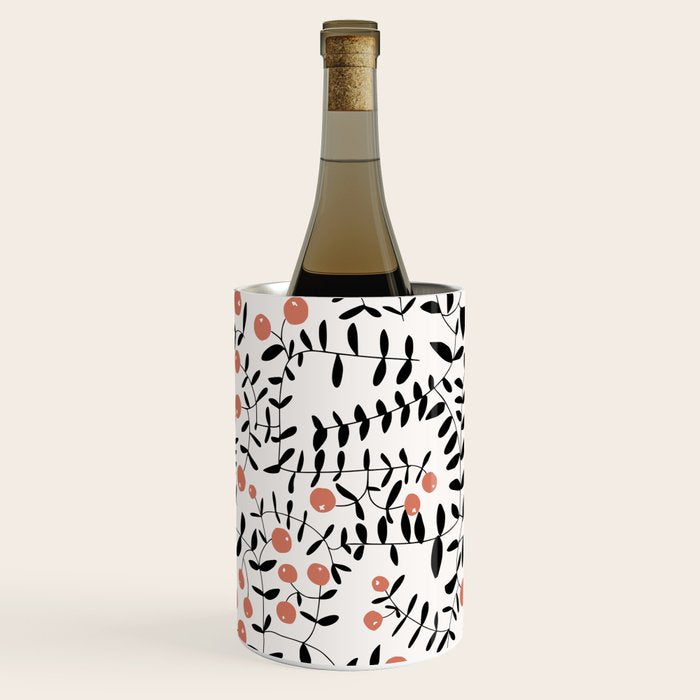 Block print berries black and white Wine Chiller Gallery Image 3