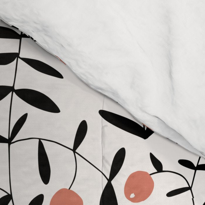 Block print berries black and white Comforter Gallery Image 4