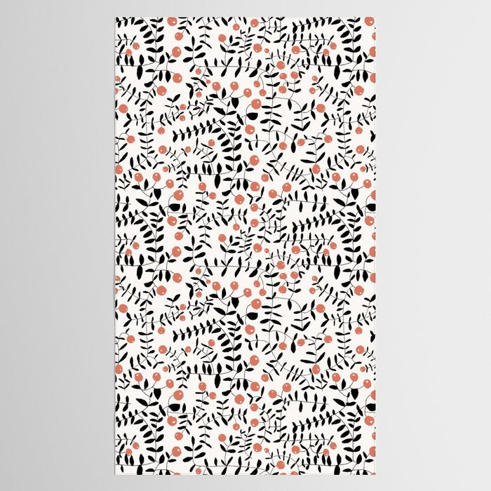 Block print berries black and white Tablecloth Gallery Image 2