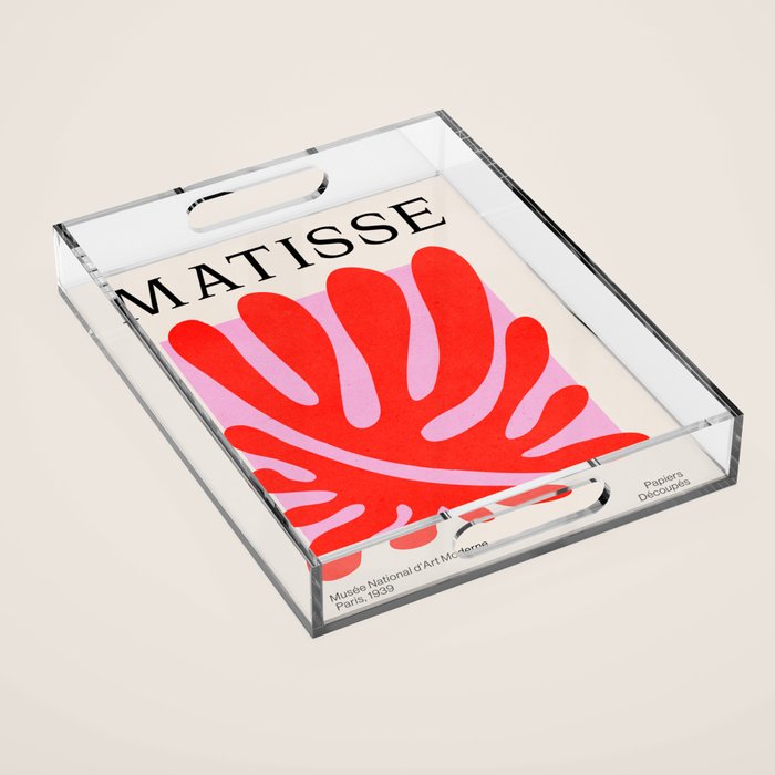 Coral & Lavender: Matisse Paper Leaf Cutouts 01 Acrylic Tray Gallery Image 1