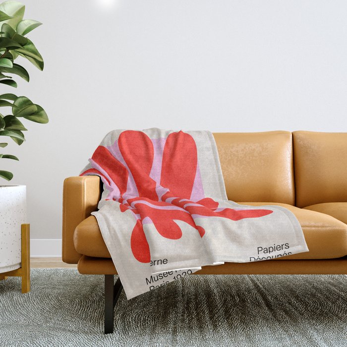 Coral & Lavender: Matisse Paper Leaf Cutouts 01 Throw Blanket Gallery Image 1