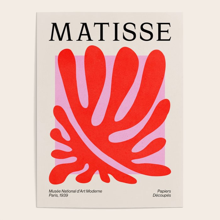 Coral & Lavender: Matisse Paper Leaf Cutouts 01 Poster Gallery Image 4