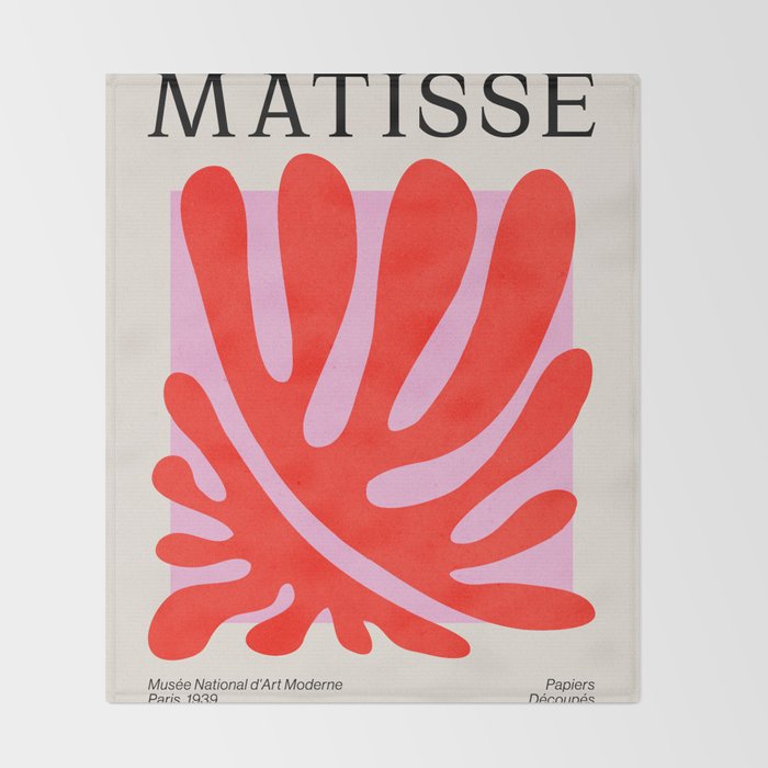 Coral & Lavender: Matisse Paper Leaf Cutouts 01 Throw Blanket Gallery Image 2