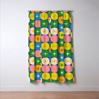 Mid Century Modern Atomic Future Colorful Modtastic Dots and Stars Pattern Window Curtain Gallery Image 3