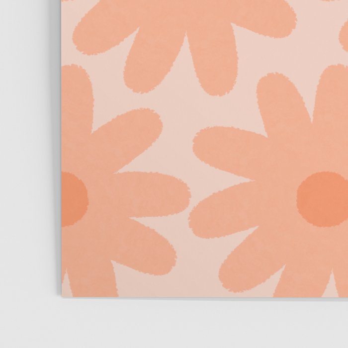 Crayon Flowers Smudgy Soft Pastel Floral Pattern in Apricot Poster Gallery Image 3