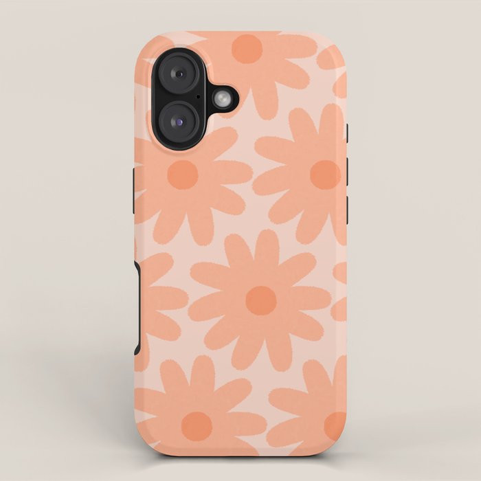 Crayon Flowers Smudgy Soft Pastel Floral Pattern in Apricot iPhone Case Gallery Image 1