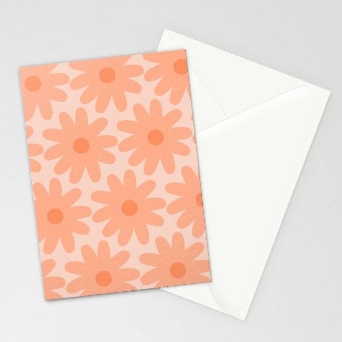Crayon Flowers Smudgy Soft Pastel Floral Pattern in Apricot Stationery Card Gallery Image 2