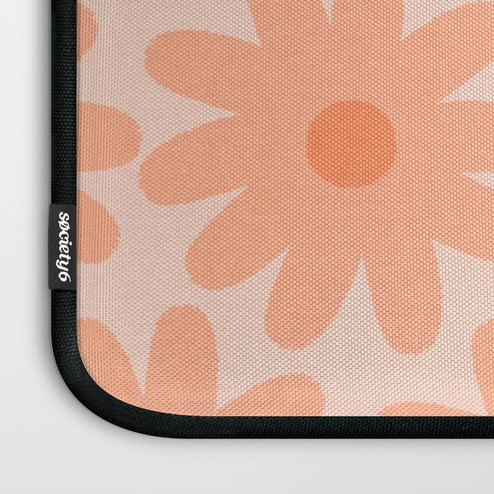 Crayon Flowers Smudgy Soft Pastel Floral Pattern in Apricot Laptop Sleeve Gallery Image 3