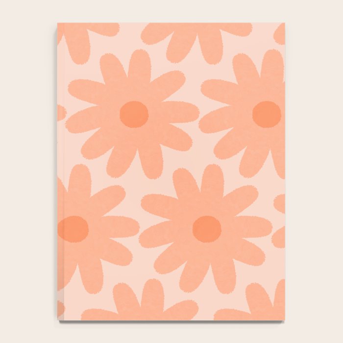Crayon Flowers Smudgy Soft Pastel Floral Pattern in Apricot Notebook Gallery Image 4