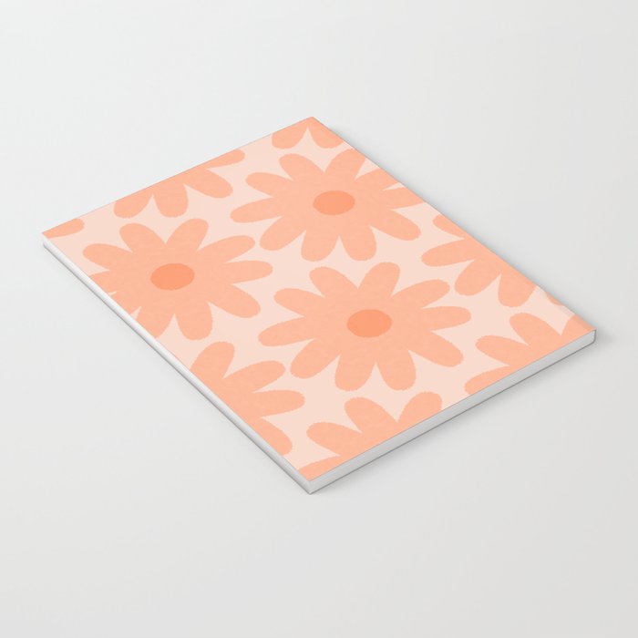 Crayon Flowers Smudgy Soft Pastel Floral Pattern in Apricot Notebook Gallery Image 3