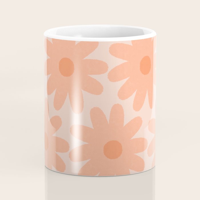 Crayon Flowers Smudgy Soft Pastel Floral Pattern in Apricot Coffee Mug Gallery Image 4