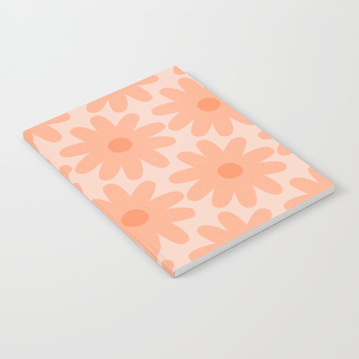 Crayon Flowers Smudgy Soft Pastel Floral Pattern in Apricot Notebook Gallery Image 2