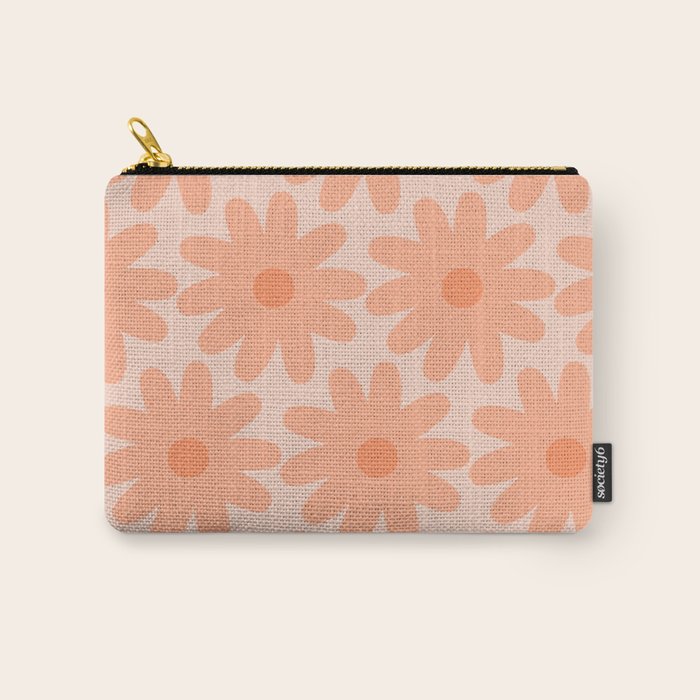 Crayon Flowers Smudgy Soft Pastel Floral Pattern in Apricot Carry All Pouch Gallery Image 1