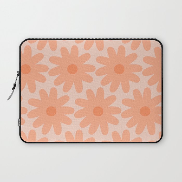Crayon Flowers Smudgy Soft Pastel Floral Pattern in Apricot Laptop Sleeve Gallery Image 1