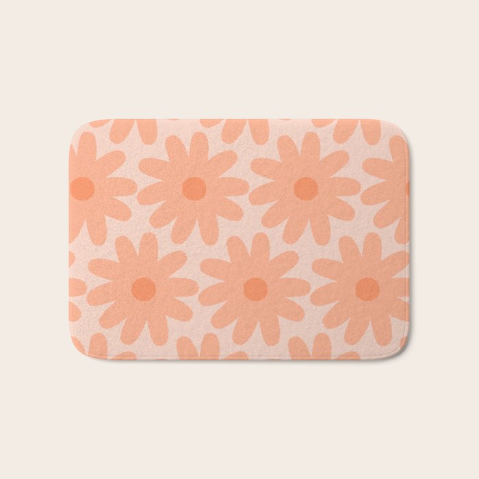 Crayon Flowers Smudgy Soft Pastel Floral Pattern in Apricot Bath Mat Gallery Image 1