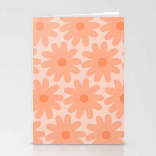 Crayon Flowers Smudgy Soft Pastel Floral Pattern in Apricot Stationery Card Gallery Image 1