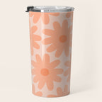 Crayon Flowers Smudgy Soft Pastel Floral Pattern in Apricot Travel Mug Gallery Image 3