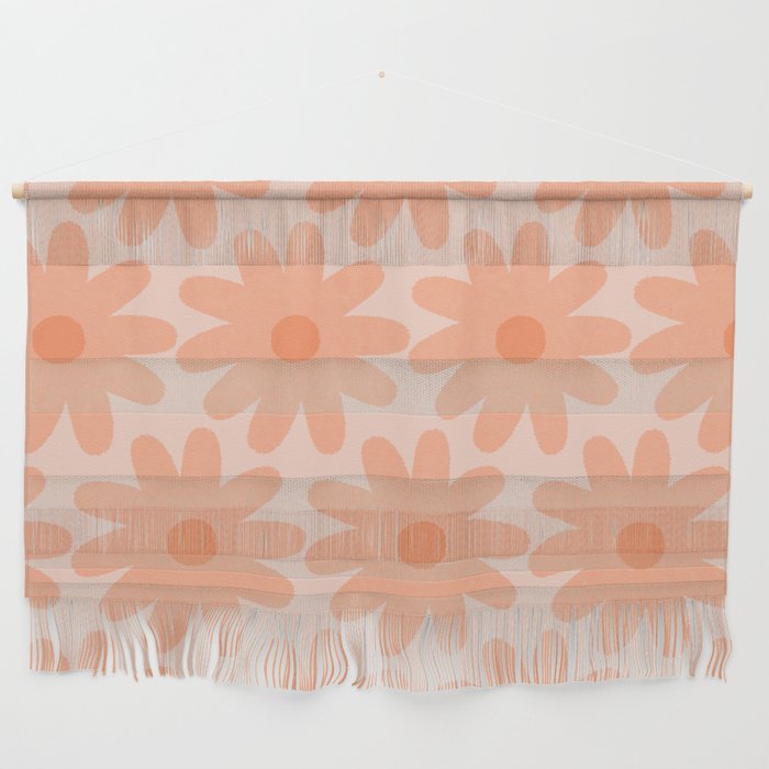 Crayon Flowers Smudgy Soft Pastel Floral Pattern in Apricot Wall Hanging Gallery Image 1
