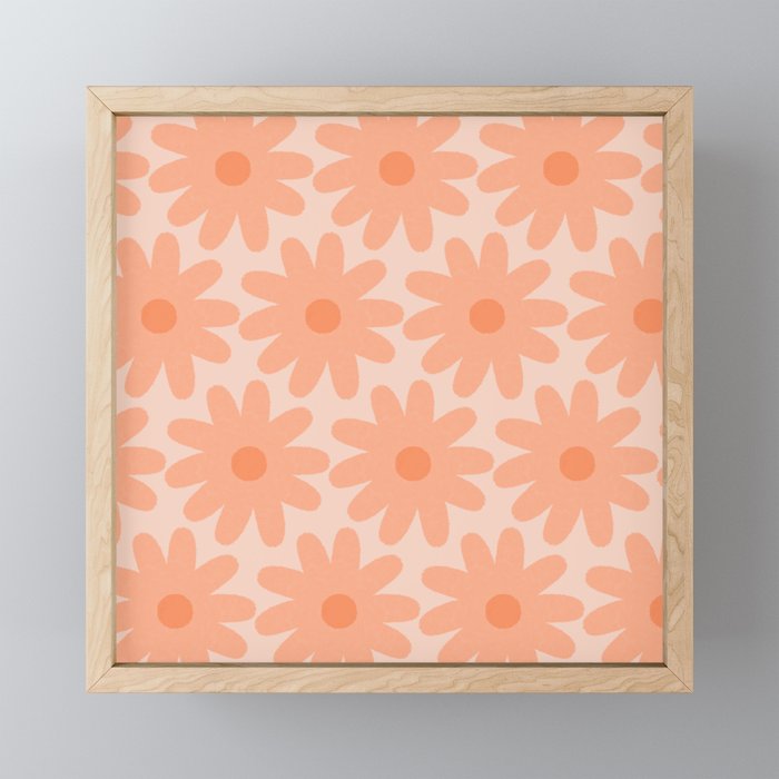 Crayon Flowers Smudgy Soft Pastel Floral Pattern in Apricot Mini Art Print Gallery Image 1