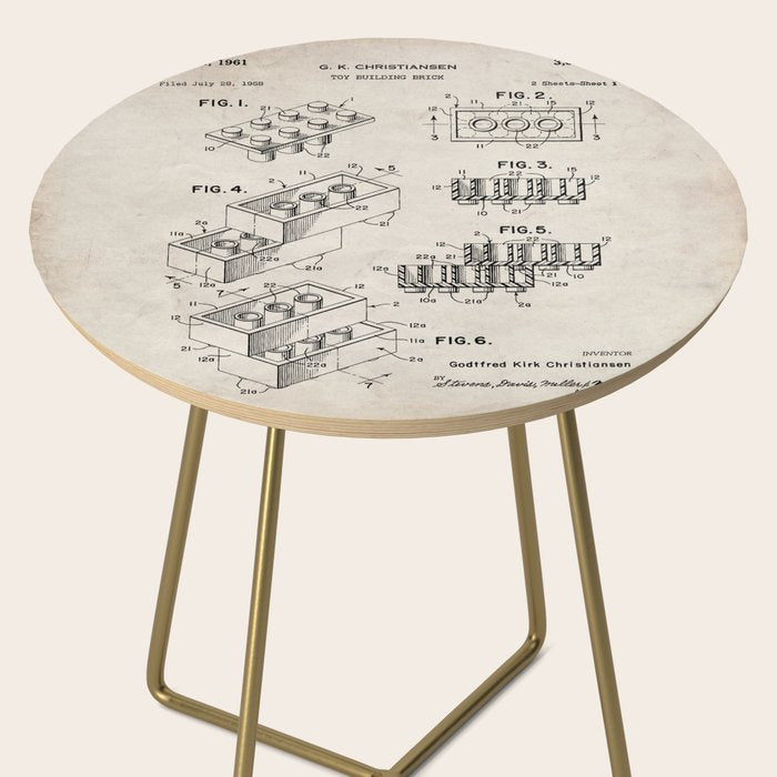 Legos Patent - Legos Brick Art - Antique Side Table Gallery Image 2