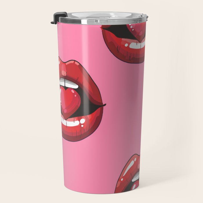 Red Lips with Heart Travel Mug Gallery Image 3