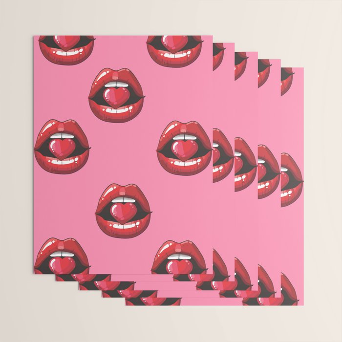 Red Lips with Heart Wrapping Paper Gallery Image 3