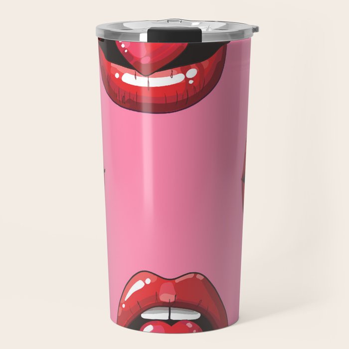 Red Lips with Heart Travel Mug Gallery Image 1