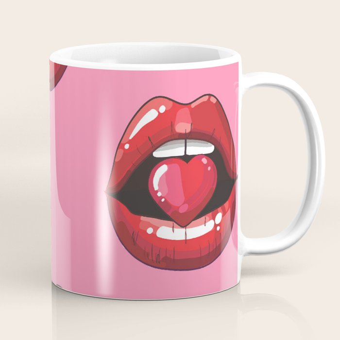 Red Lips with Heart Coffee Mug Gallery Image 1