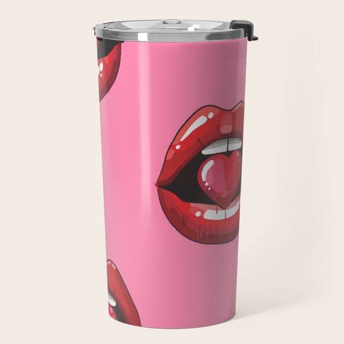 Red Lips with Heart Travel Mug Gallery Image 2