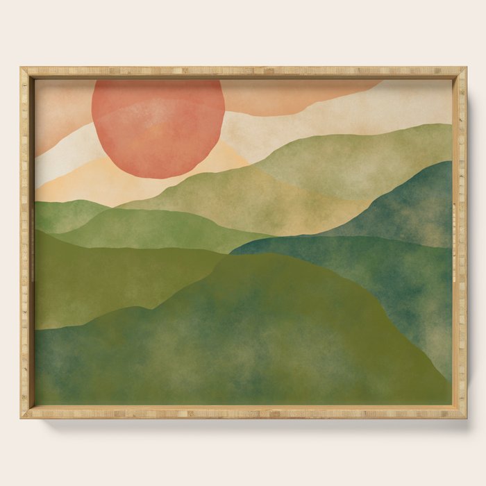 Abstract Art Print - Watercolor Mountain #1 Serving Tray Gallery Image 1