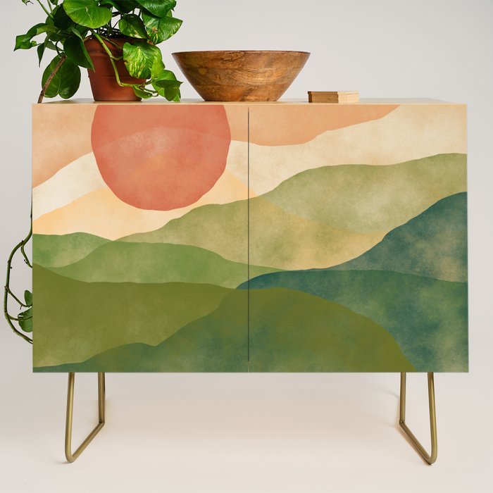 Abstract Art Print - Watercolor Mountain #1 Credenza Gallery Image 1