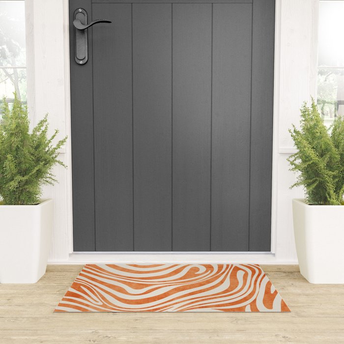 Orange Swirl Abstract Artwork Welcome Mat Gallery Image 3