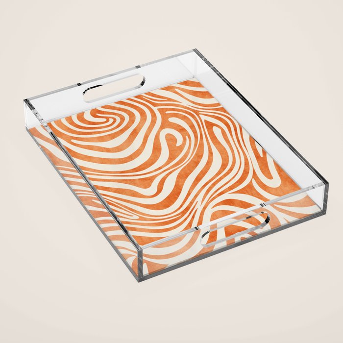 Orange Swirl Abstract Artwork Acrylic Tray Gallery Image 1