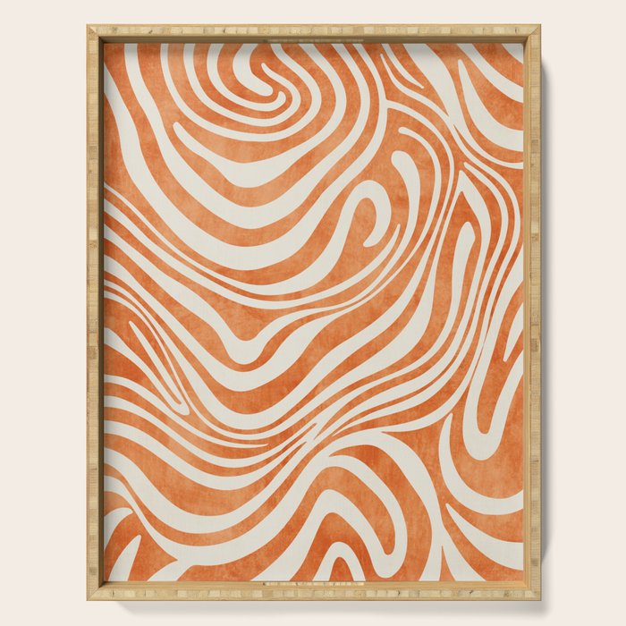 Orange Swirl Abstract Artwork Serving Tray Gallery Image 1