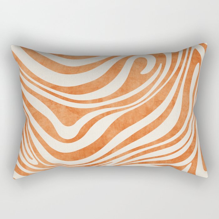 Orange Swirl Abstract Artwork Rectangular Pillow Gallery Image 1