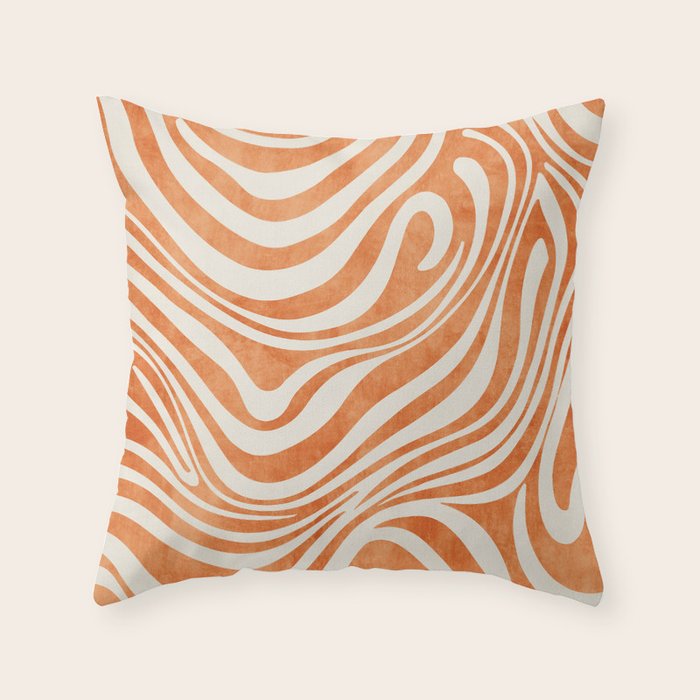 Orange Swirl Abstract Artwork Throw Pillow Gallery Image 1