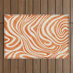 Orange Swirl Abstract Artwork Outdoor Rug Gallery Image 1