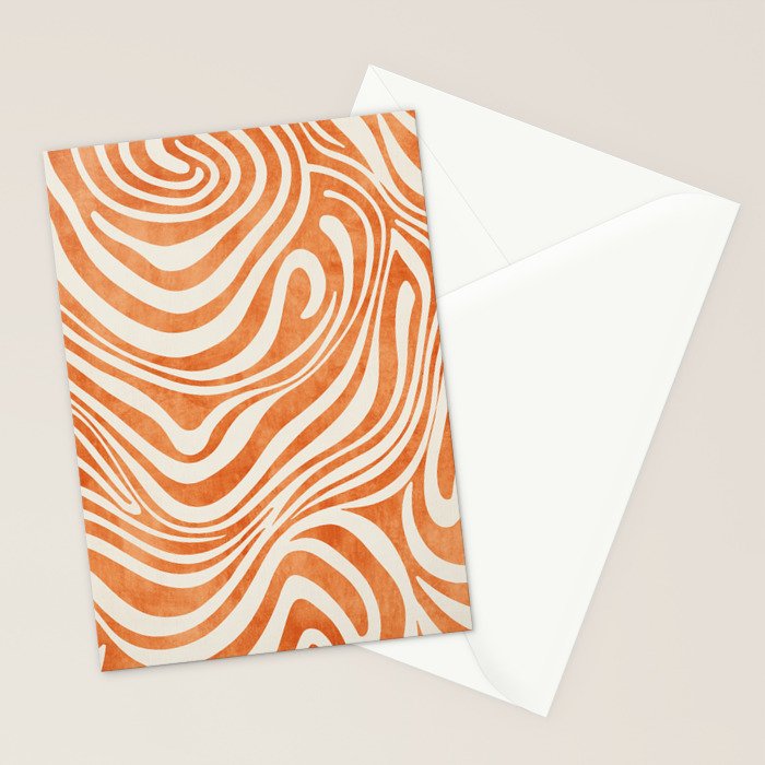 Orange Swirl Abstract Artwork Stationery Card Gallery Image 2