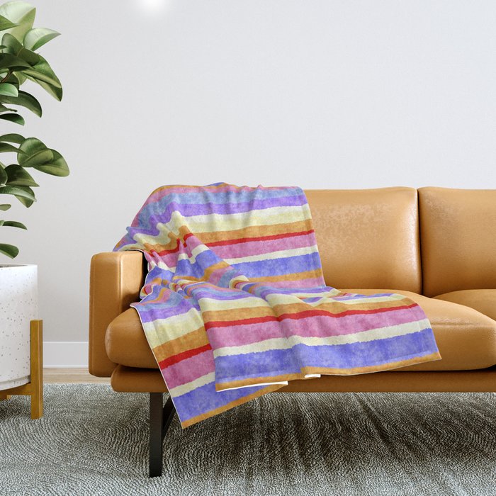 Colorful tye&die stripes Throw Blanket Gallery Image 1