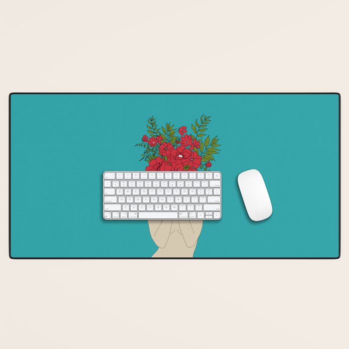 Blooming Red Desk Mat Gallery Image 1